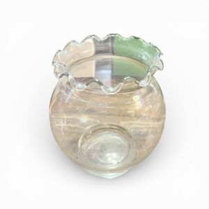 Vintage Clear Glass Ruffled Edge Vase